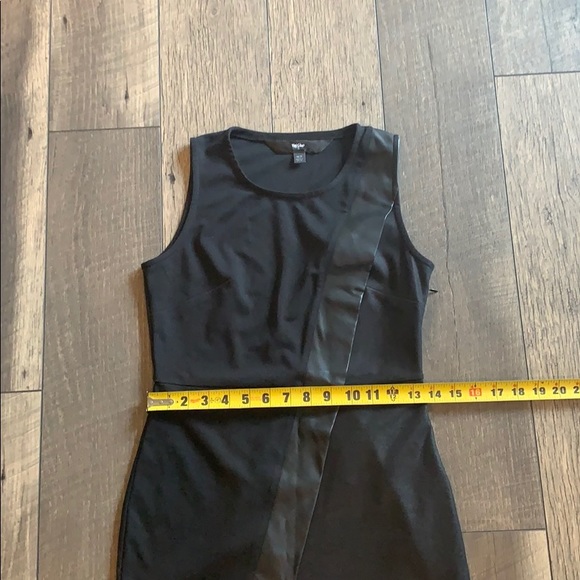 Black dress with faux leather trim - Picture 8 of 12